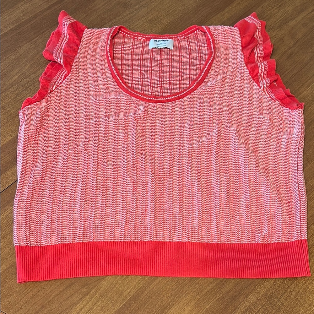 Old Navy Red Ruffled Tank Top